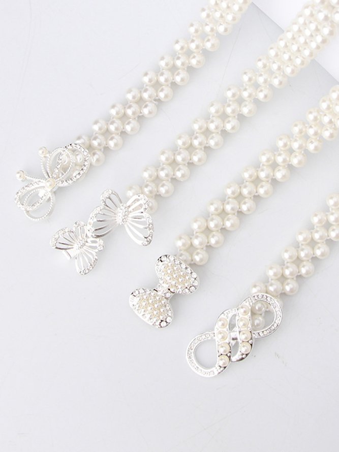 Elegant Strass Faux Perle Elastische Taille Gürtel