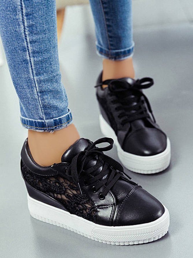 Lässig Spitze Paneeliert Schnürung Höhe zunehmend Schuhe