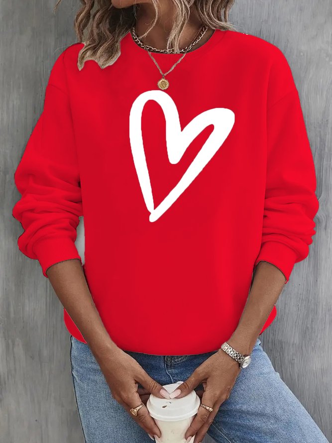 Lässig Rundhals Herz/Herz Sweatshirt