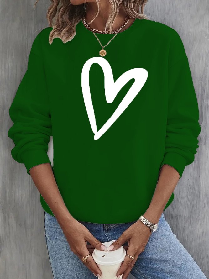 Lässig Rundhals Herz/Herz Sweatshirt