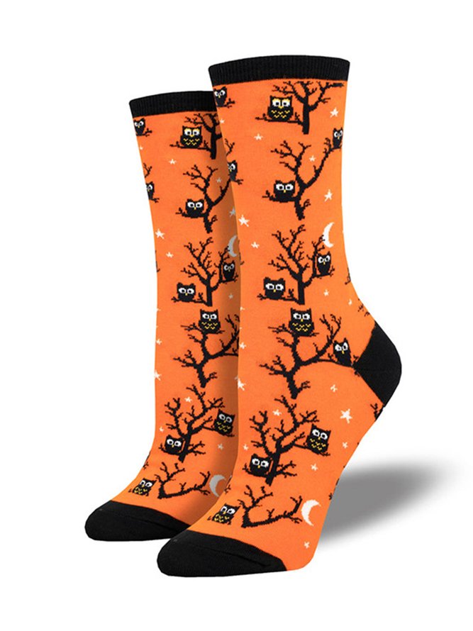 Halloween Kürbis Eule Über den Wadensocken