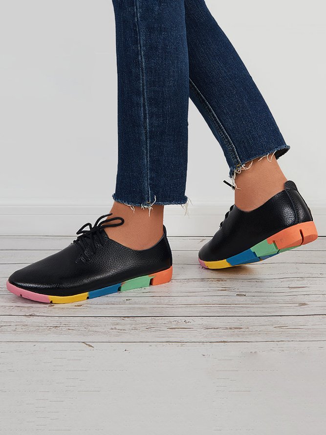 Damen Bequem Multifarben Sohle Schnürschuhe