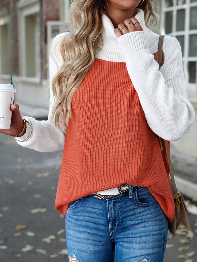 Stehkragen Lässig Pullover