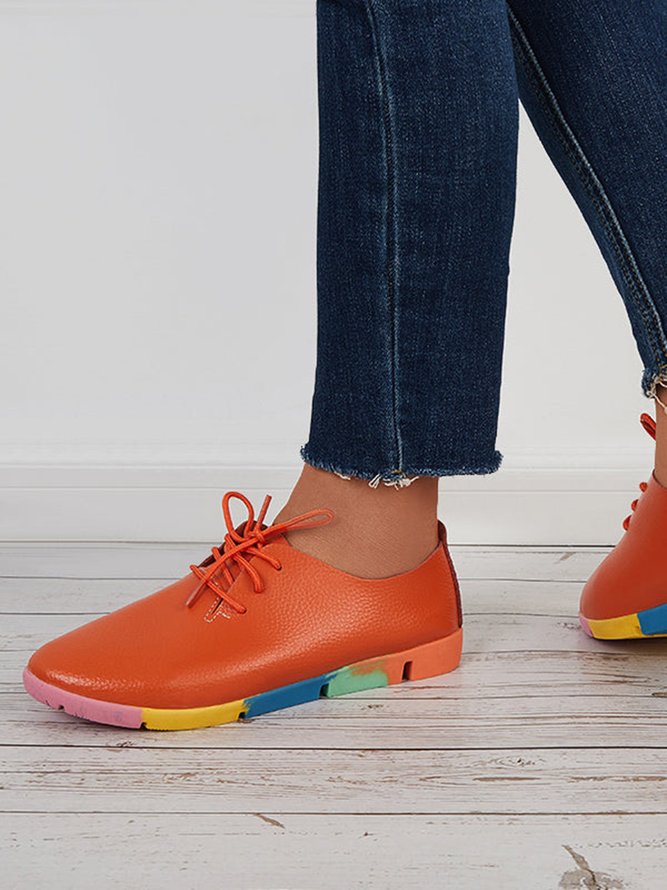 Damen Bequem Multifarben Sohle Schnürschuhe