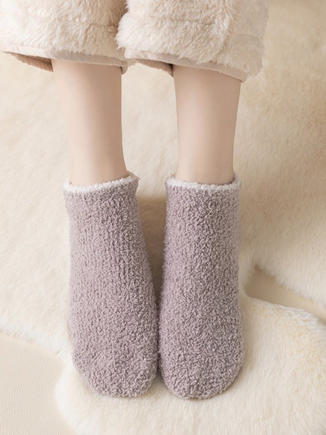 1 Paar Damen Wärme Korallenvlies Silikon Anti-Schleudern Socken für den Boden