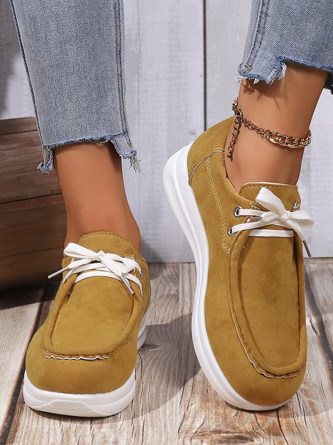 Damen Lässig Schnürung Plateau Halbschuhe