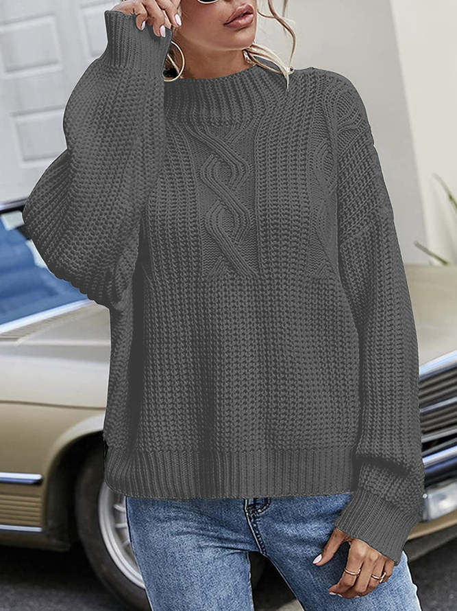 Lässig Unifarben Wolle/Stricken Pullover