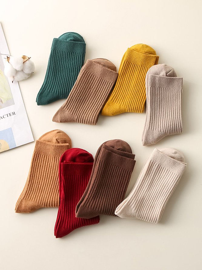 1 Paar Damen Lässig Unifarben Gestreift Mitte der Wade Socken