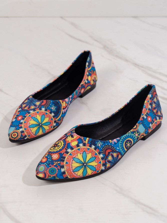 Damen Ethnisch Blumenmuster Flach Flache Schuhe