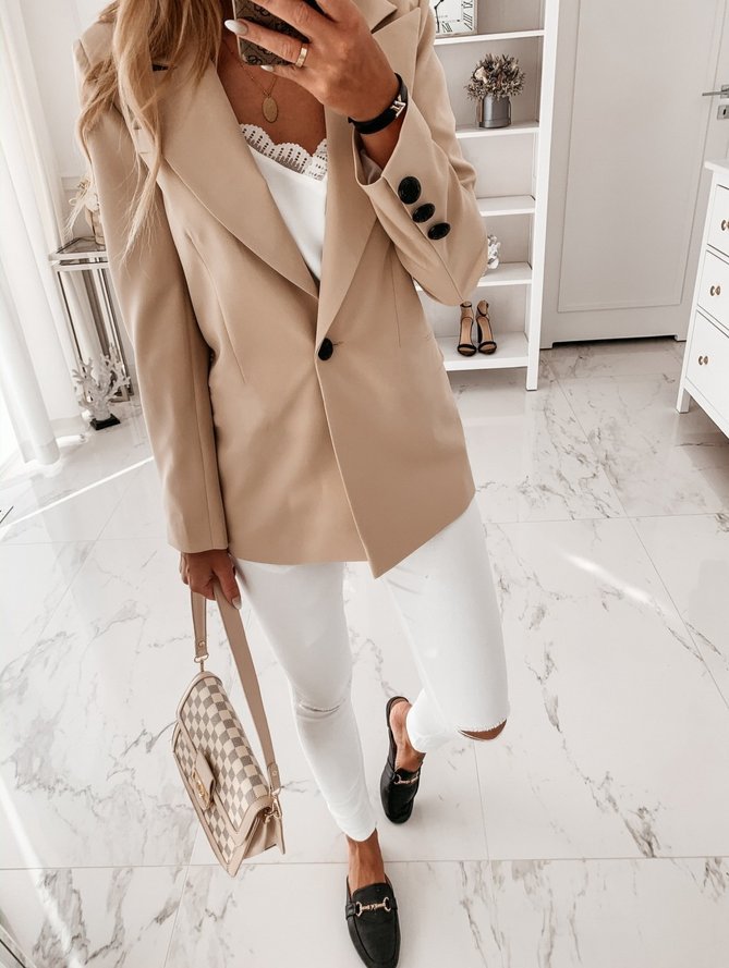 Schalkragen Regelmäßige Passform Unifarben Lässig Blazer