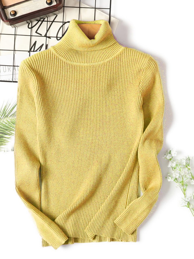 Lässig Unifarben Wolle/Stricken Pullover