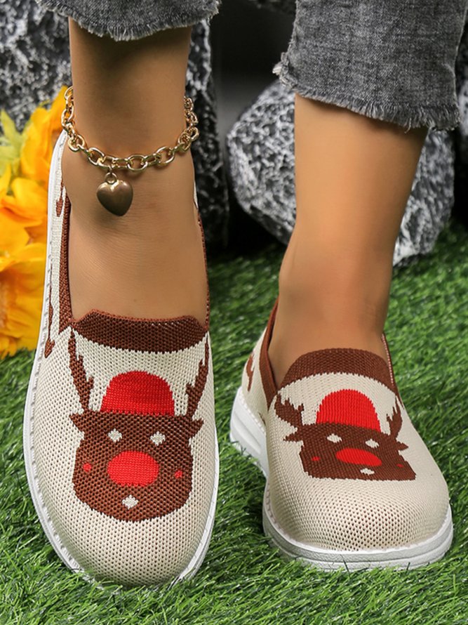 Weihnachten Kartoon Elch Bequem Textil Slip On Schuhe