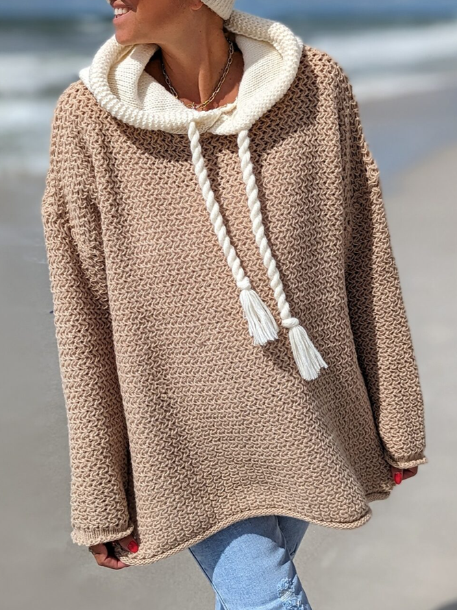 Weit Wolle/Stricken Lässig Unifarben Pullover