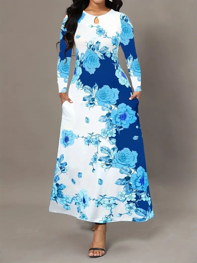 Rundhals Elegant Regelmäßige Passform Kleid