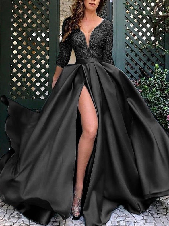 V-Ausschnitt Elegant Halloween Weit Kleid mit Nein