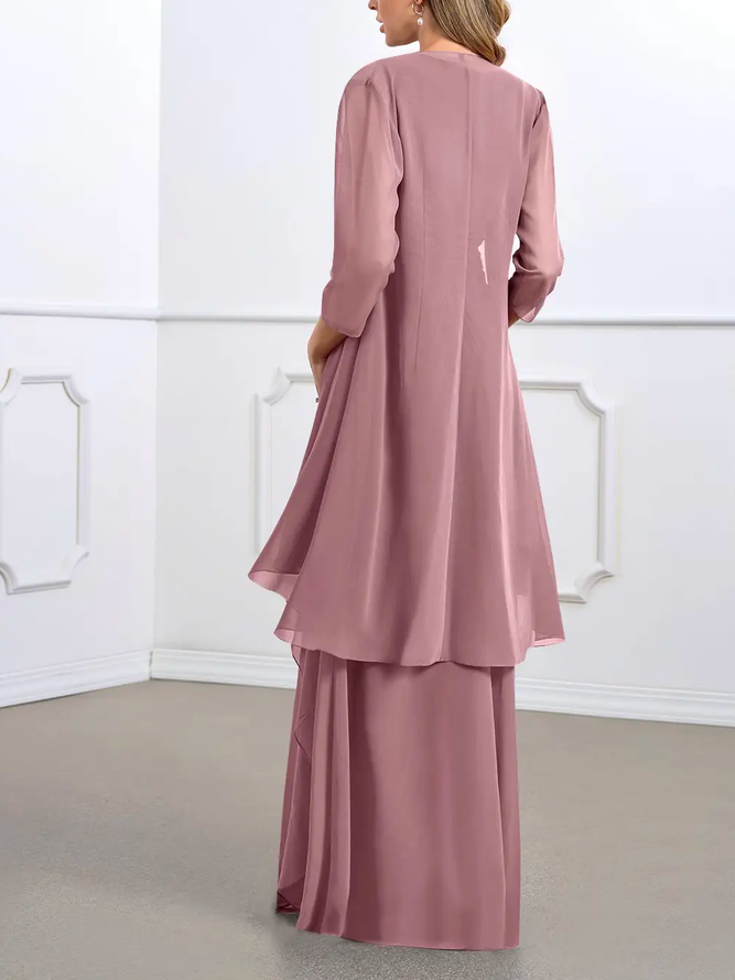 Unifarben Weit Chiffon Urban Zweiteiliges Set