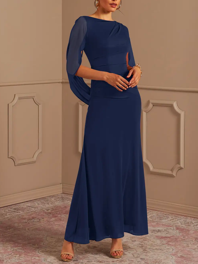 Elegant Chiffon Rundhals Kleid mit Nein