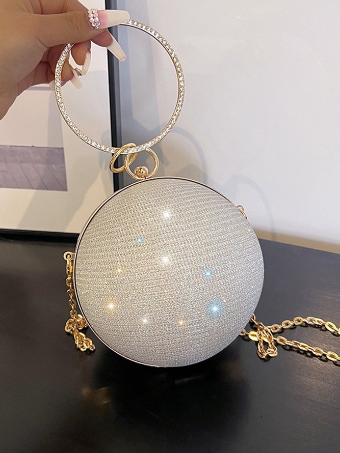 Party Strass Kiss Lock Kreis Kupplung Tasche Mit Metallkette
