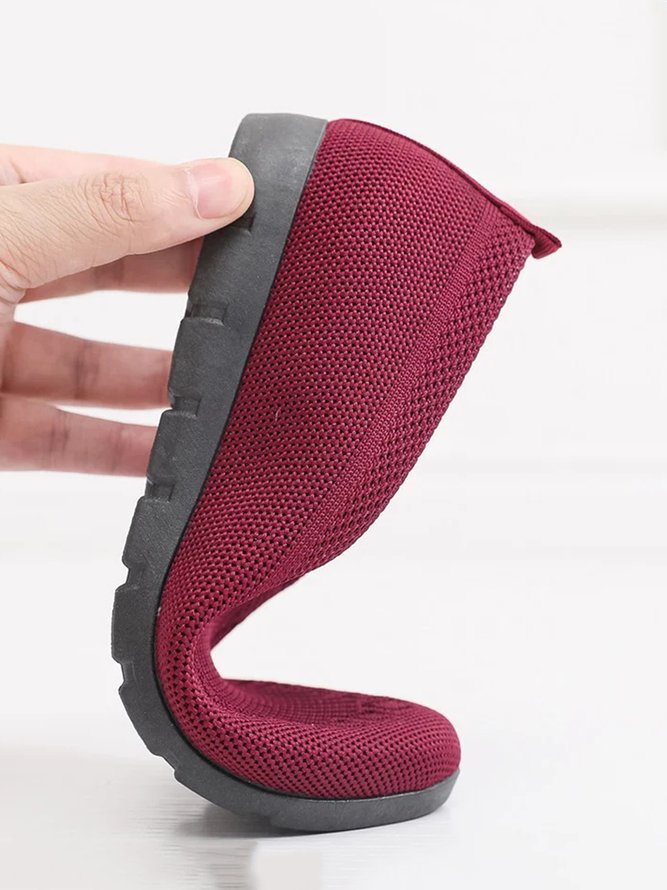 Damen Lässig Gerippt Fliegen-Stricken Stoff Slip On Schuhe