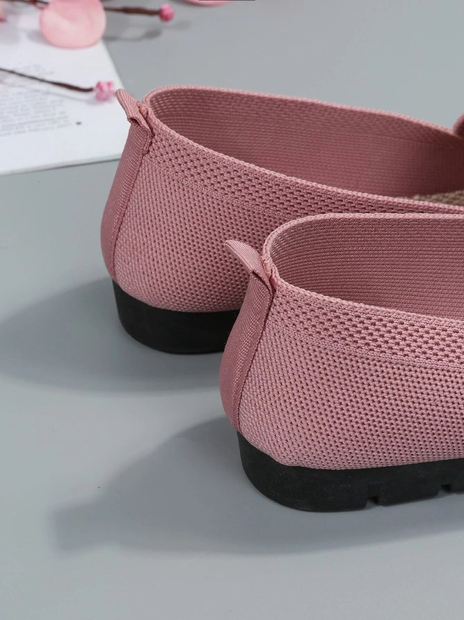 Damen Lässig Gerippt Fliegen-Stricken Stoff Slip On Schuhe