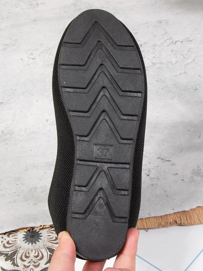 Damen Lässig Gerippt Fliegen-Stricken Stoff Slip On Schuhe