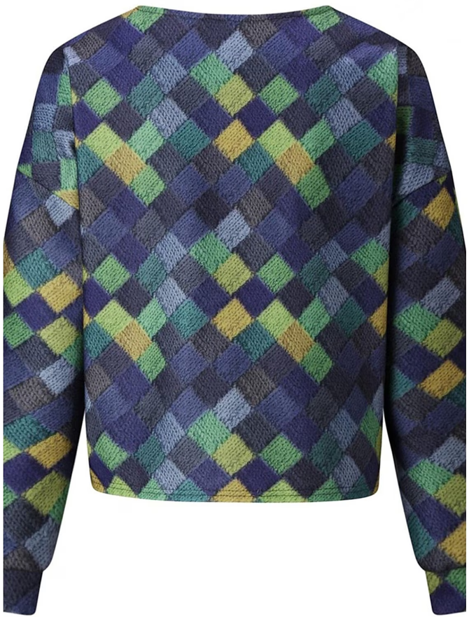 Farbblock V-Ausschnitt Geknöpft Lässig Strickjacke