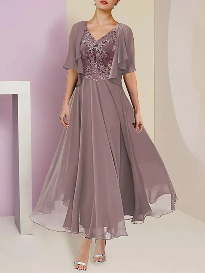 Spitze Unifarben Regelmäßige Passform Elegant Zweiteiliges Set