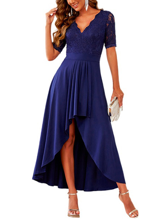 Unifarben Elegant Chiffon Kleid mit Nein