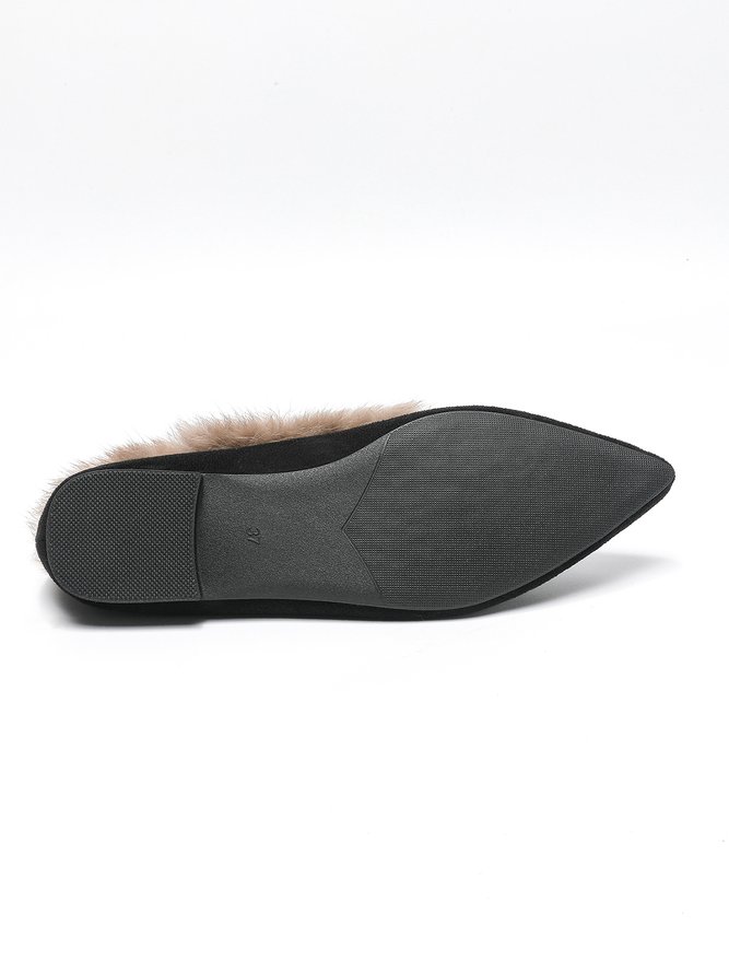 Damen Metall Dekor Warm Pelzig Pendeln Rauchen Schuhe
