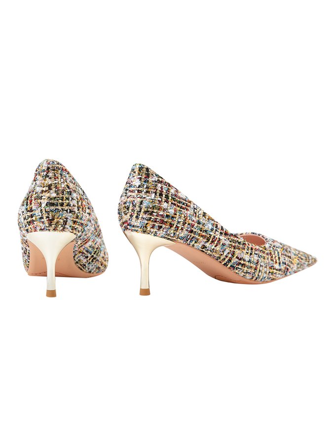 Elegant Tweed Kariert Stiletto-Absatz Pumps