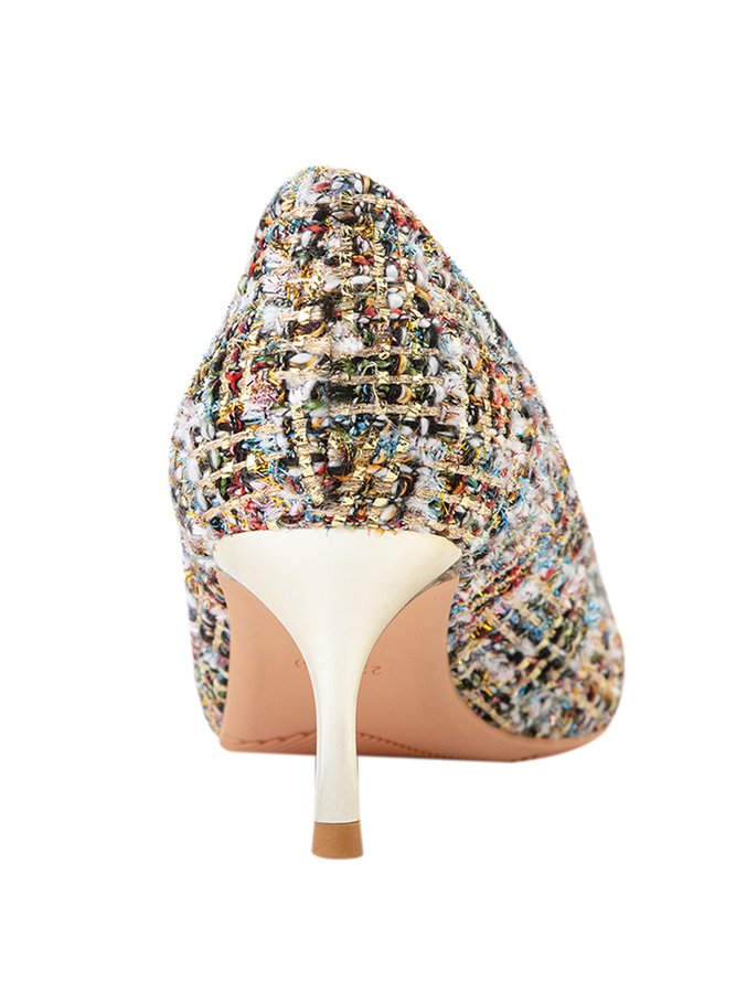Elegant Tweed Kariert Stiletto-Absatz Pumps