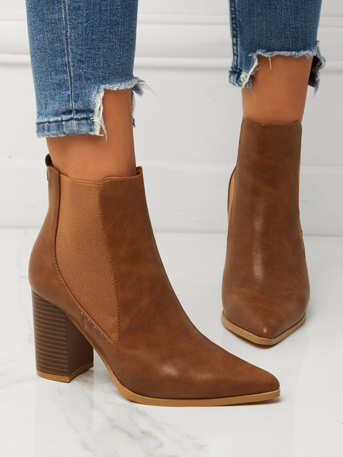 Damen minimalistisch Blockabsatz Chelsea Stiefelette