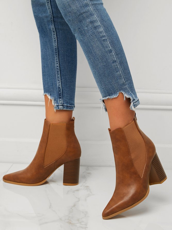 Damen minimalistisch Blockabsatz Chelsea Stiefelette
