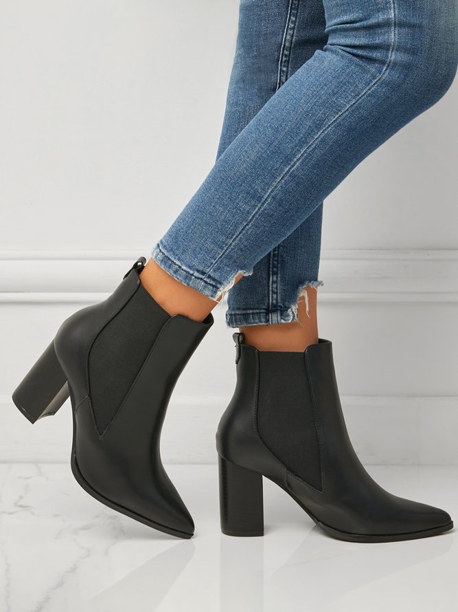 Damen minimalistisch Blockabsatz Chelsea Stiefelette