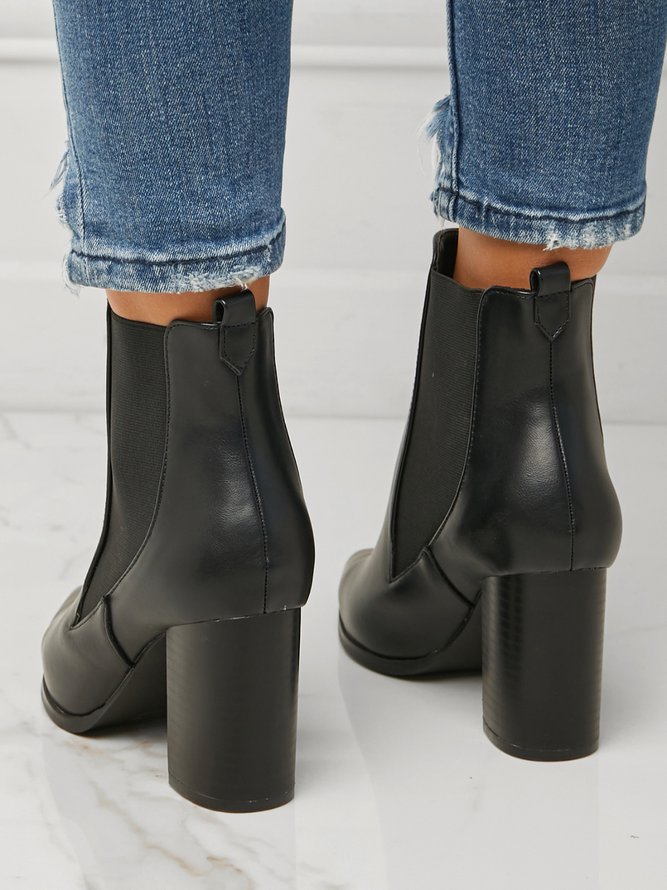Damen minimalistisch Blockabsatz Chelsea Stiefelette