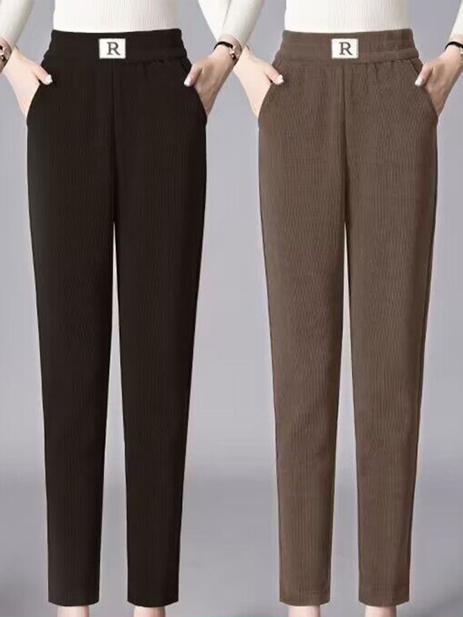Weit Kord Unifarben Freizeithose