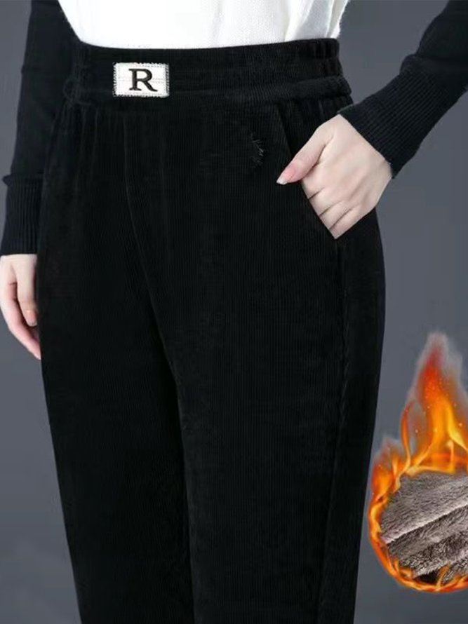 Weit Kord Unifarben Freizeithose