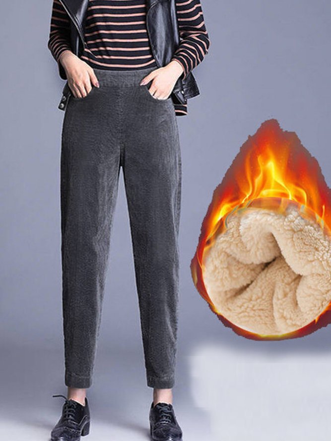 Unifarben Lässig Weit Fluff/Granular-Fleece-Stoff Hose