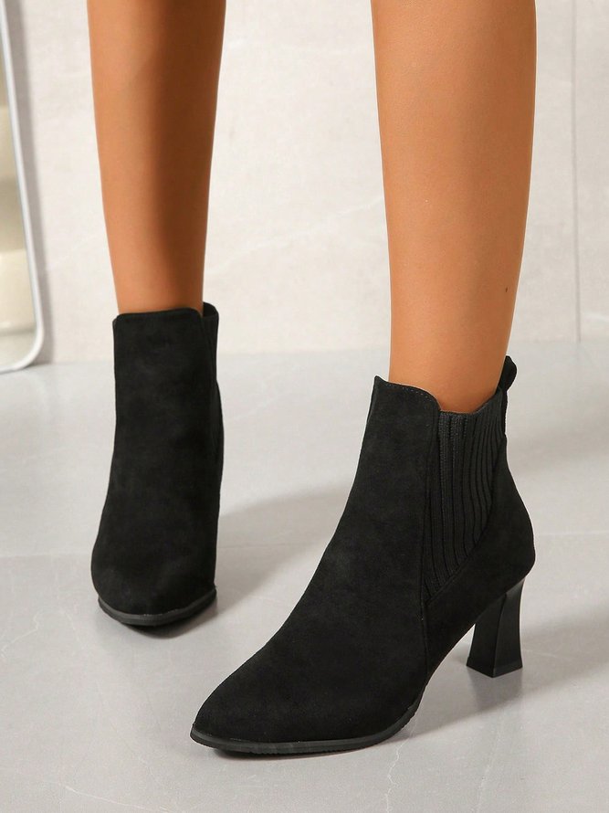 Damen minimalistisch Blockabsatz Chelsea Stiefelette
