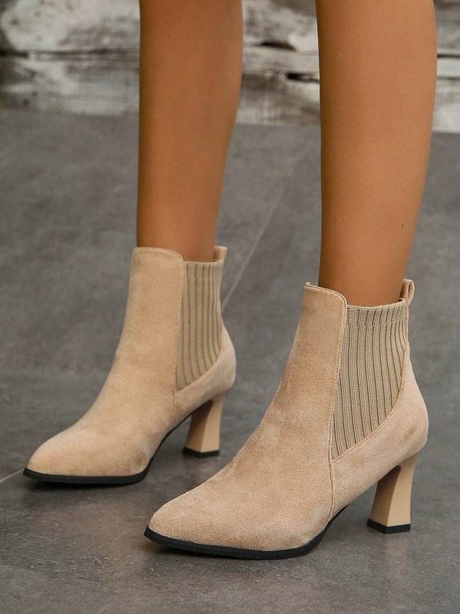 Damen minimalistisch Blockabsatz Chelsea Stiefelette