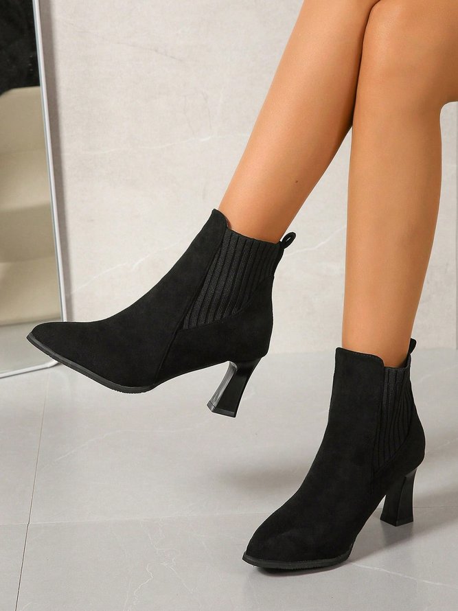 Damen minimalistisch Blockabsatz Chelsea Stiefelette