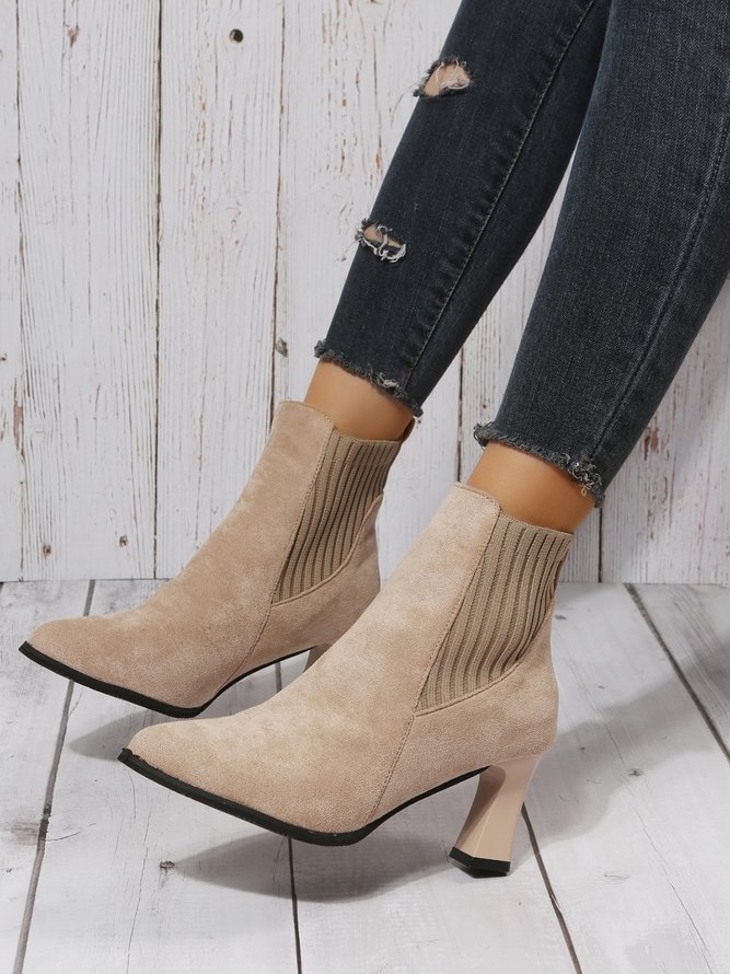 Damen minimalistisch Blockabsatz Chelsea Stiefelette
