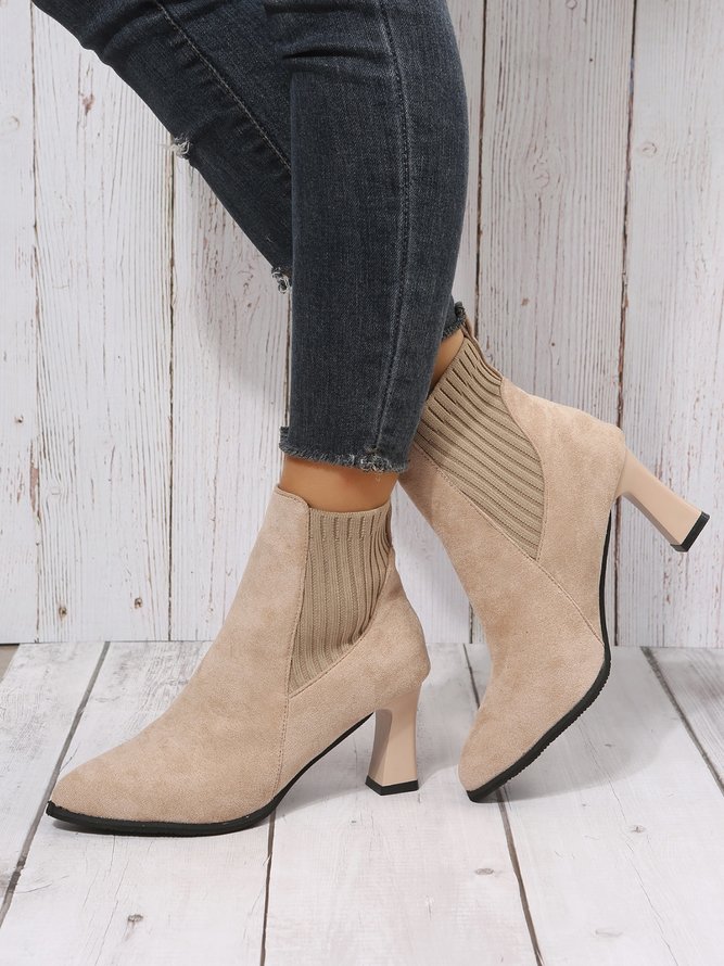 Damen minimalistisch Blockabsatz Chelsea Stiefelette