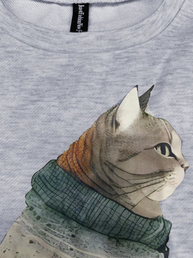 Damen Winter Katze Print Sweatshirt