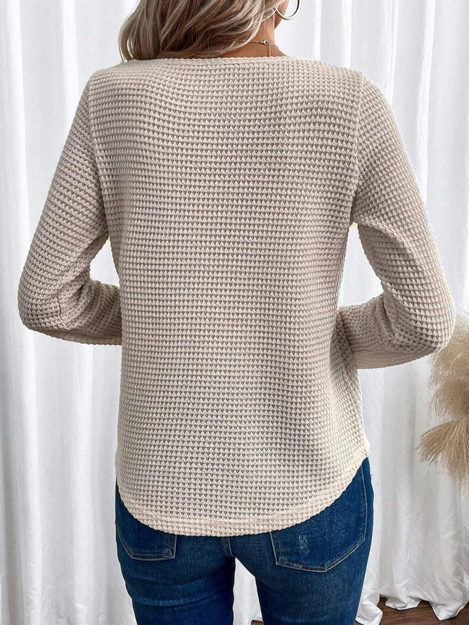 Unifarben Weit Lässig Spitze Bluse