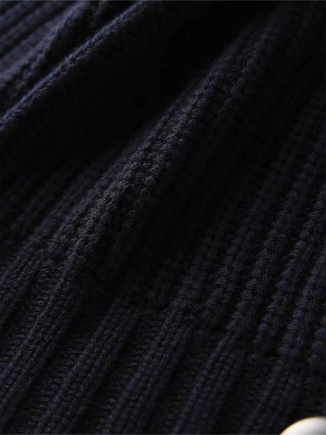 Einfach Weit Schalkragen Unifarben Strickjacke