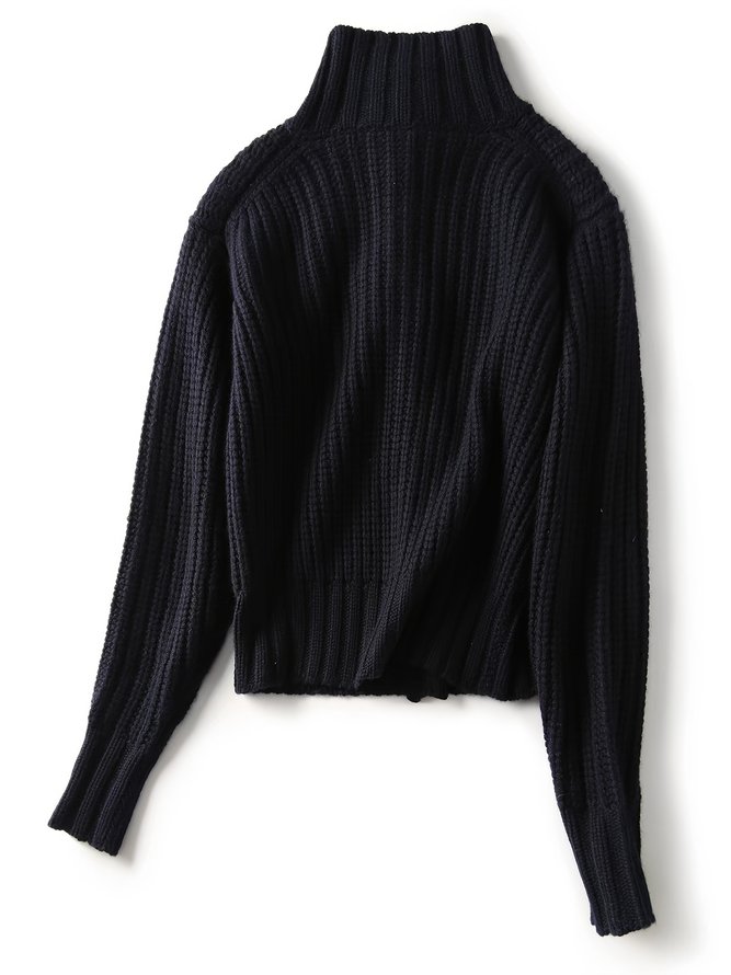 Einfach Weit Schalkragen Unifarben Strickjacke