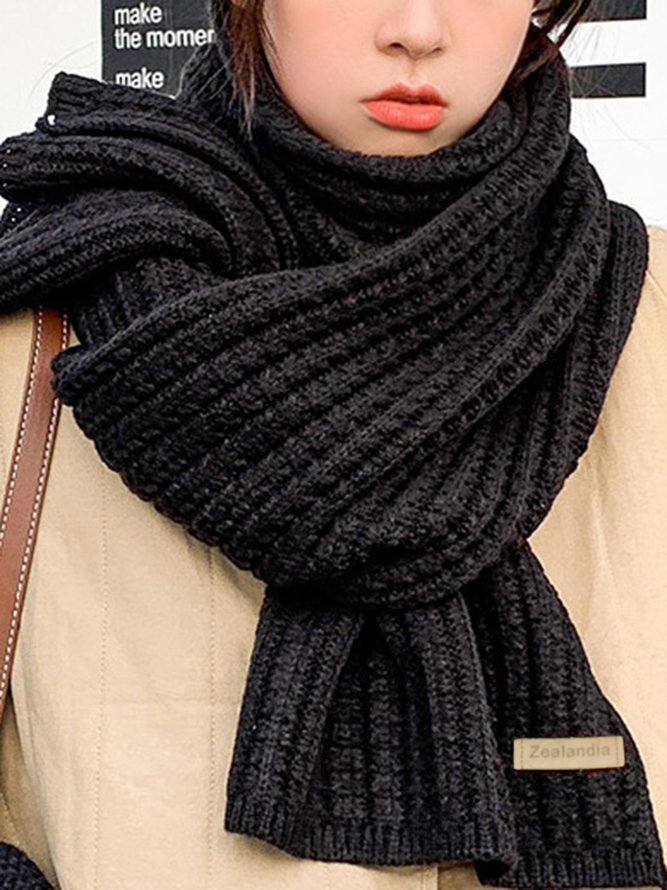 Damen minimalistisch Twist Gestrickt Wärme Unifarben Schal