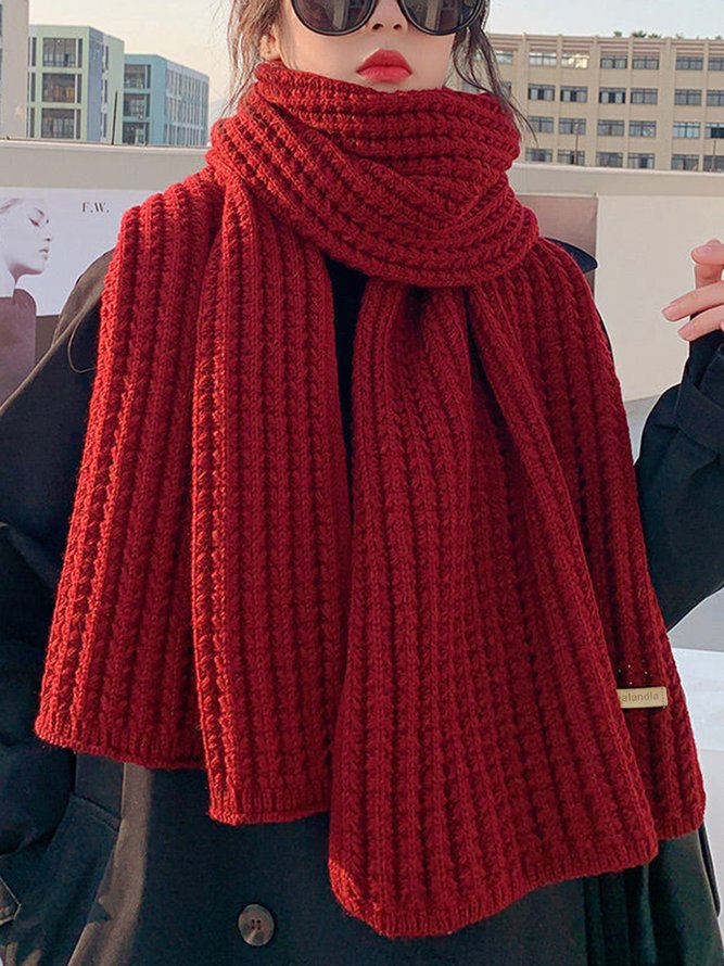 Damen minimalistisch Twist Gestrickt Wärme Unifarben Schal