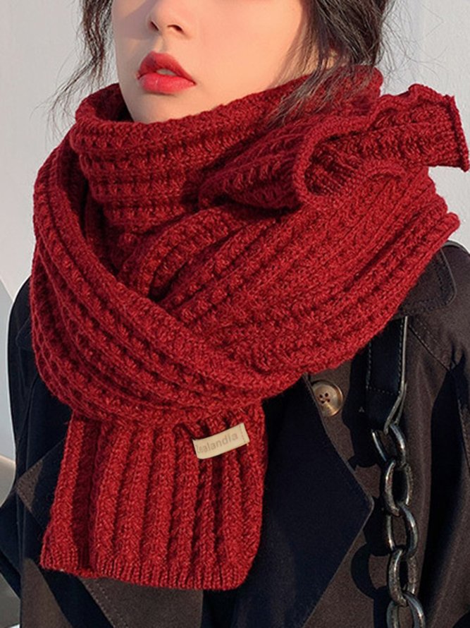 Damen minimalistisch Twist Gestrickt Wärme Unifarben Schal